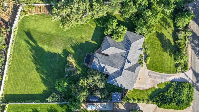 Aerial view of a home and lot